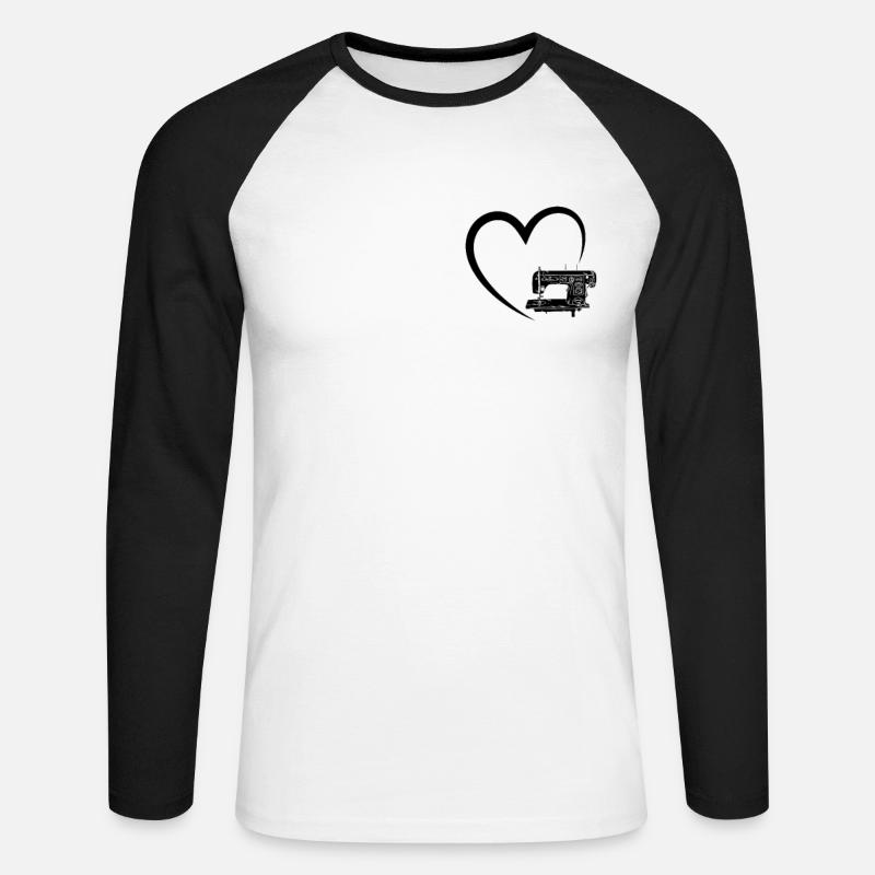 Sewing Heart sewing machine Sewing - Unisex Baseballshirt langarm - Weiß/Schwarz