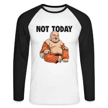 Not Today Buddhist Symbol Statue Priest Buddhism - Unisex Long Sleeve Baseball T-Shirt - white/black - Front - Nik (191cm)