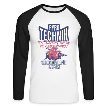 La pyrotechnie n’est pas un crime - Meme Spruch - T-shirt baseball manches longues Homme - blanc/noir - Devant - Nik (191cm)
