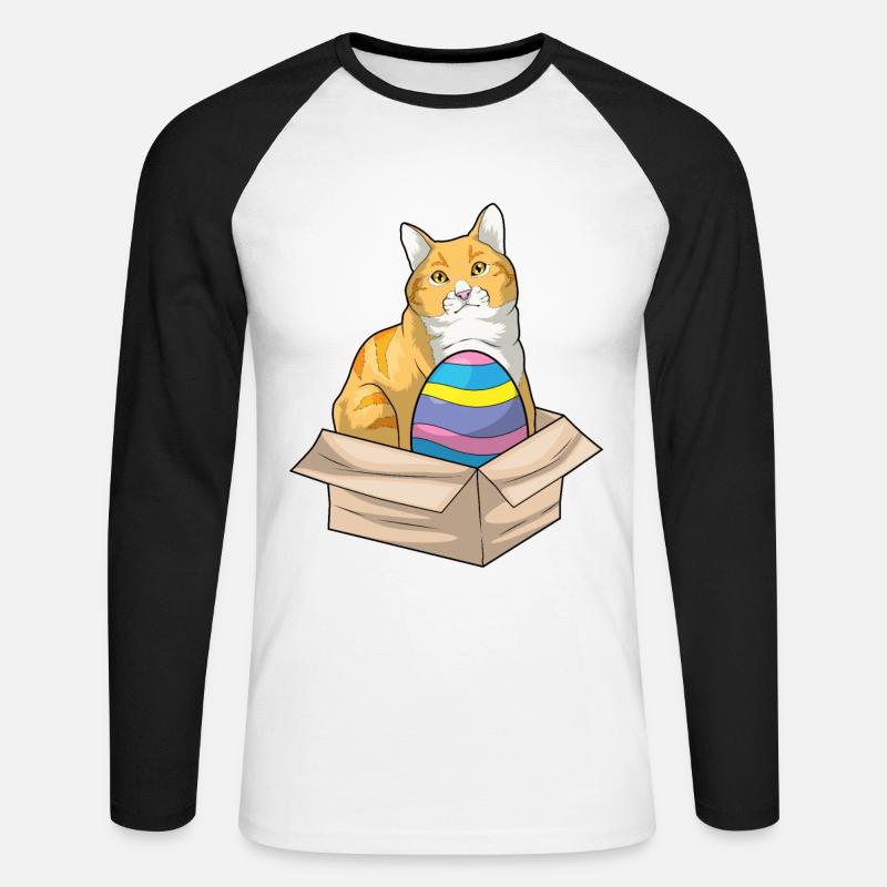 Cat Easter Easter Egg - Unisex Long Sleeve Baseball T-Shirt - white/black