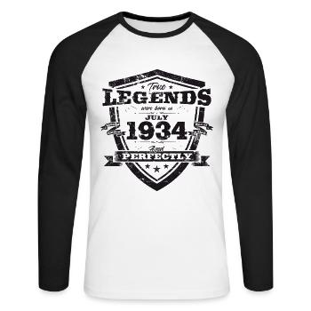 90th Birthday Original July 1934 Born 1934 - Unisex Long Sleeve Baseball T-Shirt - white/black - Front - Nik (191cm)