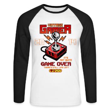 Vintage Gamer Since 2014 Funny Birthday Gaming - Unisex Long Sleeve Baseball T-Shirt - white/black - Front - Nik (191cm)