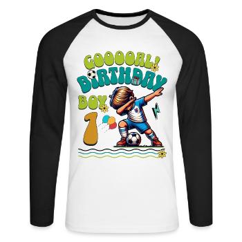 1er anniversaire Football - T-shirt baseball manches longues Homme - blanc/noir - Devant - Nik (191cm)