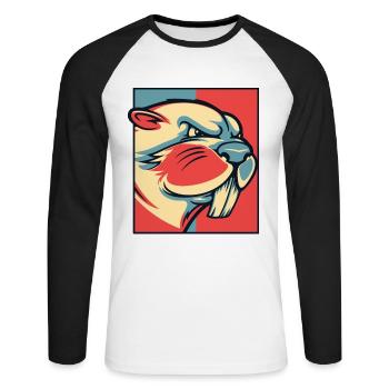 Beaver Portrait Castor Canadensis North American - Unisex Long Sleeve Baseball T-Shirt - white/black - Front - Nik (191cm)