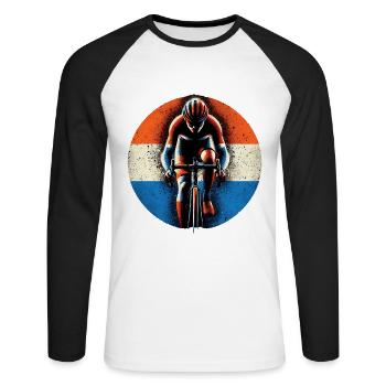 Dutch Cycling jersey design NL flag cyclist - Unisex Long Sleeve Baseball T-Shirt - white/black - Front - Nik (191cm)