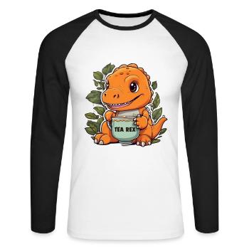 TEA REX - Unisex Long Sleeve Baseball T-Shirt - white/black - Front - Nik (191cm)