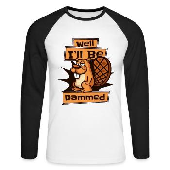 Well I'll Be Dammed Eurasian Castor Canadensis - Unisex Long Sleeve Baseball T-Shirt - white/black - Front - Nik (191cm)