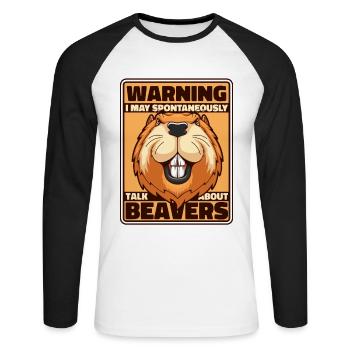 Kann spontan über eurasische Biber sprechen - Unisex Baseballshirt langarm - Weiß/Schwarz - Vorne - Nik (191cm)