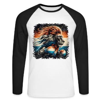 Boxer shirt design Dutch Lion patriotic - Unisex Long Sleeve Baseball T-Shirt - white/black - Front - Nik (191cm)