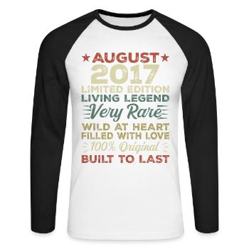 August 2017 - Gift Idea for August 2017 - 2017 - Unisex Long Sleeve Baseball T-Shirt - white/black - Front - Nik (191cm)