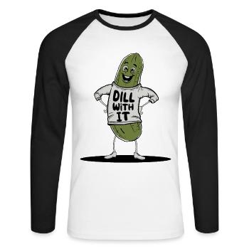 Dill Mit Es Lustiges Pickle Pun - Unisex Baseballshirt langarm - Weiß/Schwarz - Vorne - Nik (191cm)