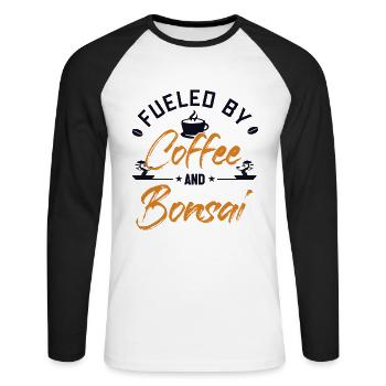 Fueled by Coffee and Bonsai Indoor Bonsai Bonsai - Unisex Long Sleeve Baseball T-Shirt - white/black - Front - Nik (191cm)