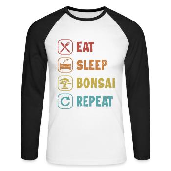 Essen Schlaf Bonsai Wiederholen Bonsai Schalen Penjing Bonsai - Unisex Baseballshirt langarm - Weiß/Schwarz - Vorne - Nik (191cm)