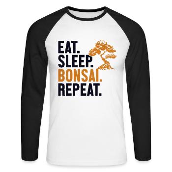 Eat Sleep Bonsai Repeat Indoor Bonsai Bonsai Schalen - Unisex Baseballshirt langarm - Weiß/Schwarz - Vorne - Nik (191cm)