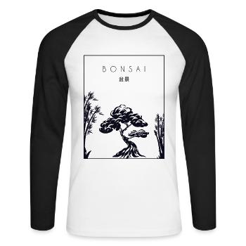 Bonsaï chinois Hanzi Penjing Bonsaï d’intérieur - T-shirt baseball manches longues Homme - blanc/noir - Devant - Nik (191cm)