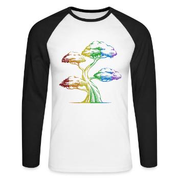 Bonsai LGBT Regenbogen Indoor Bonsai Bonsai Schalen - Unisex Baseballshirt langarm - Weiß/Schwarz - Vorne - Nik (191cm)