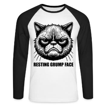 Resting Grump Face cat grumpy FaceHumor Sarcastic - Unisex Long Sleeve Baseball T-Shirt - white/black - Front - Nik (191cm)