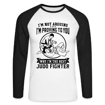Je vous prouve pourquoi je suis le meilleur combattant de judo - T-shirt baseball manches longues Homme - blanc/noir - Devant - Nik (191cm)
