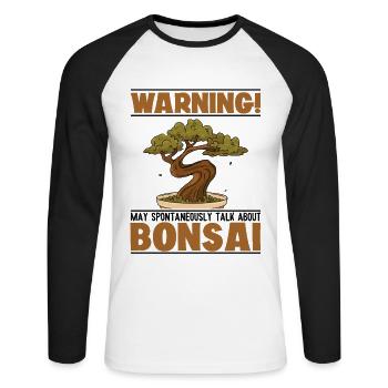 Peut parler spontanément de Bonsaï Penjing Bonsaï - T-shirt baseball manches longues Homme - blanc/noir - Devant - Nik (191cm)