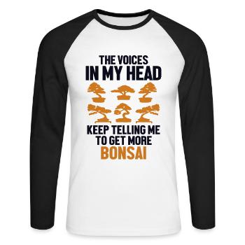 Des voix me disent d’obtenir plus de bonsaï Penjing - T-shirt baseball manches longues Homme - blanc/noir - Devant - Nik (191cm)