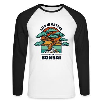 Life Is Better With Bonsai Indoor Bonsai Bonsai - Unisex Long Sleeve Baseball T-Shirt - white/black - Front - Nik (191cm)