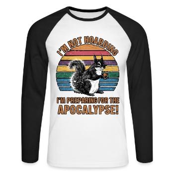 Funny Squirrel Retro Hoarding Humor Survival - Unisex Long Sleeve Baseball T-Shirt - white/black - Front - Nik (191cm)