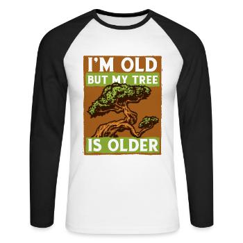 I'm Old But My Tree Is Older Penjing Indoor - Unisex Long Sleeve Baseball T-Shirt - white/black - Front - Nik (191cm)