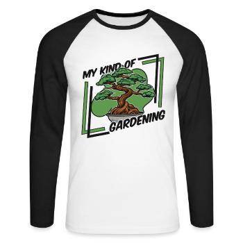 Mon genre de jardinage Pots à bonsaï Penjing - T-shirt baseball manches longues Homme - blanc/noir - Devant - Nik (191cm)