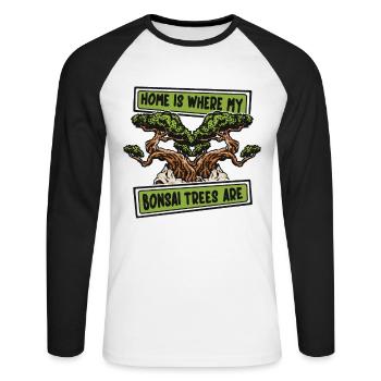 La maison est l’endroit où mes bonsaïs sont des bonsaïs Penjing - T-shirt baseball manches longues Homme - blanc/noir - Devant - Nik (191cm)