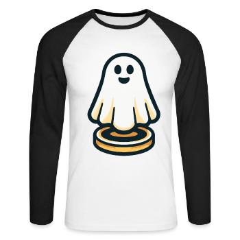 Funny Vintage Ghost Retro Art Style Halloween - Unisex Baseballshirt langarm - Weiß/Schwarz - Vorne - Nik (191cm)