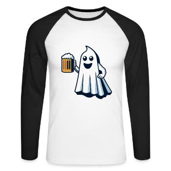Lustiger Boozing Ghost Halloween Party - Unisex Baseballshirt langarm - Weiß/Schwarz - Vorne - Nik (191cm)