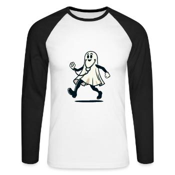 Infirmière drôle Infirmière gériatrique Fantôme d’Halloween - T-shirt baseball manches longues Homme - blanc/noir - Devant - Nik (191cm)