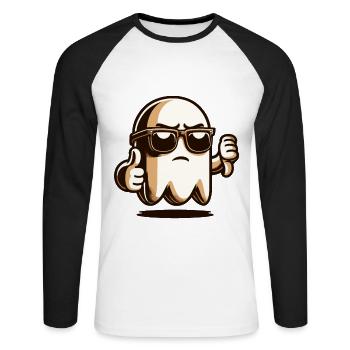 Cool fantôme drôle fête d’Halloween - T-shirt baseball manches longues Homme - blanc/noir - Devant - Nik (191cm)