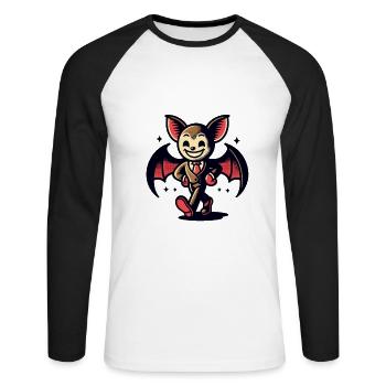 Drôle Halloween Party Vampire Style Vampire - T-shirt baseball manches longues Homme - blanc/noir - Devant - Nik (191cm)