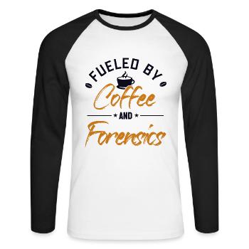 Fueled by Coffee and Forensics Science Forensic - Unisex Long Sleeve Baseball T-Shirt - white/black - Front - Nik (191cm)