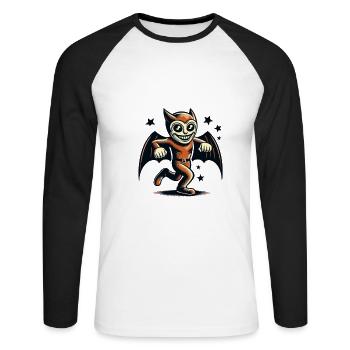 Lustige Halloween Party Gruseliger Spuk Saison - Unisex Baseballshirt langarm - Weiß/Schwarz - Vorne - Nik (191cm)