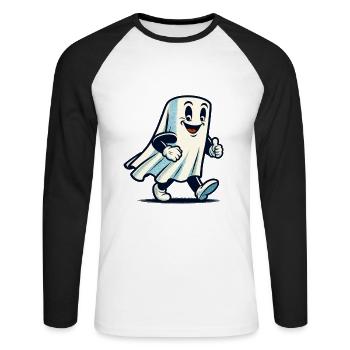 Funny Vintage Ghost Retro Art Style - Unisex Long Sleeve Baseball T-Shirt - white/black - Front - Nik (191cm)