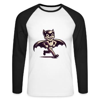 Funny Halloween Party Spooky Haunting - Unisex Long Sleeve Baseball T-Shirt - white/black - Front - Nik (191cm)