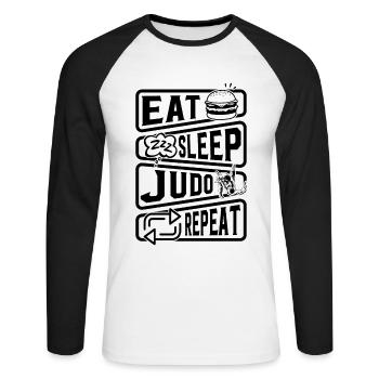 Eat Sleep Judo Repeat - Judo Martial Arts Judo - Unisex Long Sleeve Baseball T-Shirt - white/black - Front - Nik (191cm)