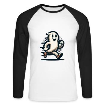Lustiger Vintage Geist Retro Kunst Stil - Unisex Baseballshirt langarm - Weiß/Schwarz - Vorne - Nik (191cm)