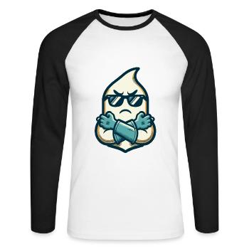 Cool fantôme Vintage Art Style Effrayant Effrayant Saison - T-shirt baseball manches longues Homme - blanc/noir - Devant - Nik (191cm)