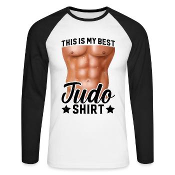 This is my best Judo shirt Judo - Unisex Baseballshirt langarm - Weiß/Schwarz - Vorne - Nik (191cm)