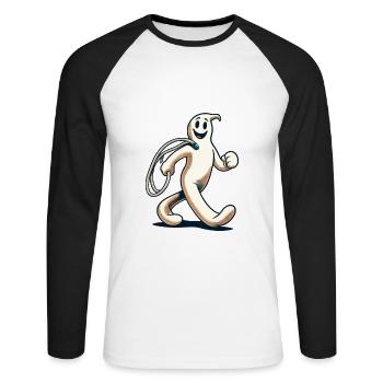 Funny Vintage Ghost Retro Art Style - Unisex Long Sleeve Baseball T-Shirt - white/black - Front - Nik (191cm)