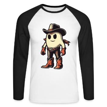 Drôle Cowboy fantôme Halloween costume - T-shirt baseball manches longues Homme - blanc/noir - Devant - Nik (191cm)