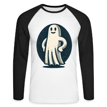 Funny Vintage Ghost Retro Art Style - Unisex Long Sleeve Baseball T-Shirt - white/black - Front - Nik (191cm)