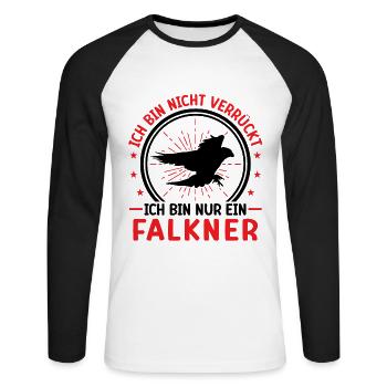 Falkner nicht verrückt Beizjagd Falknerei - Unisex Baseballshirt langarm - Weiß/Schwarz - Vorne - Nik (191cm)