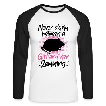 Lemming Vole Girl with Lemming - Unisex Long Sleeve Baseball T-Shirt - white/black - Front - Nik (191cm)