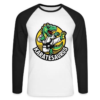 Karate Karate Fighter Martial Arts Karatesaurus - Unisex Long Sleeve Baseball T-Shirt - white/black - Front - Nik (191cm)