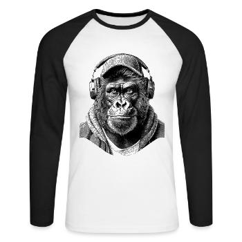 T-shirt de rue Silverback - T-shirt baseball manches longues Homme - blanc/noir - Devant - Nik (191cm)