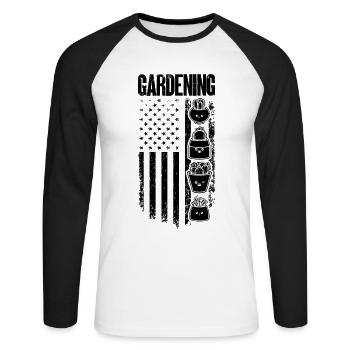 Gardening US Flag Landscaping Hobby Gardener - Unisex Long Sleeve Baseball T-Shirt - white/black - Front - Nik (191cm)